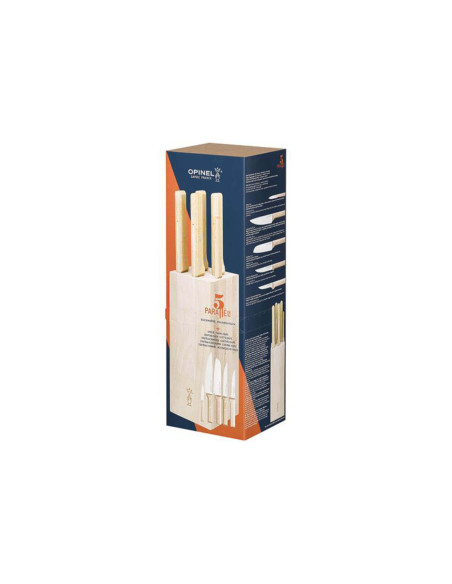 Block Buchenholz 5 Küchenmesser Opinel Parallele Spezial Fleisch