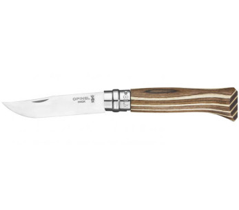 Opinel tradition n°8 8,5cm lâmina em aço inoxidável com virola rotativa em madeira de bétula laminada