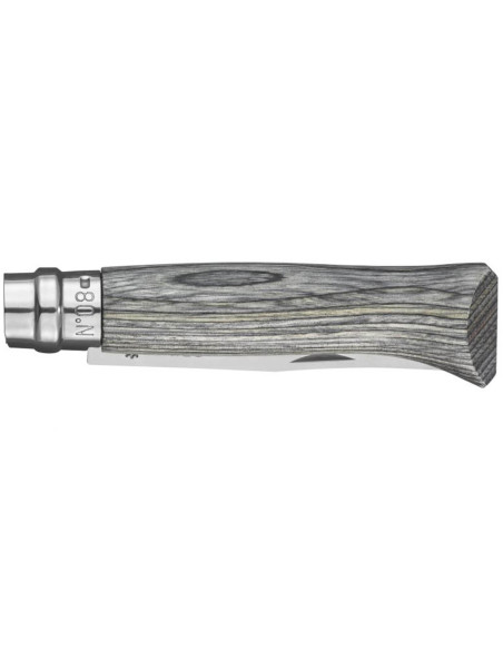Opinel tradition n°8 blad i rostfritt stål 8,5 cm laminerad björk roterande hylsa