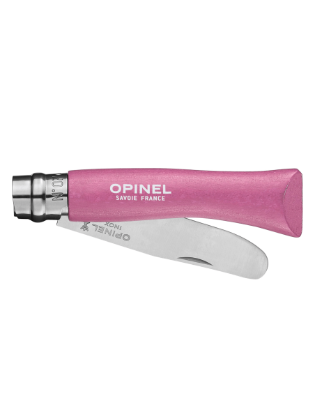 Mon Premier Opinel canivete n°07 8cm lâmina fúcsia cabo hornbeam