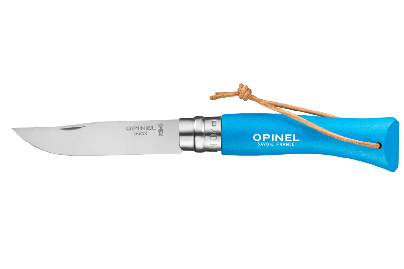 Opinel Baroudeur Colorama canivete n°07 8cm de lâmina cabo de chifre azul ciano