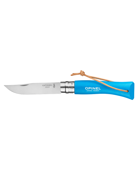 Opinel Baroudeur Colorama canivete n°07 8cm de lâmina cabo de chifre azul ciano