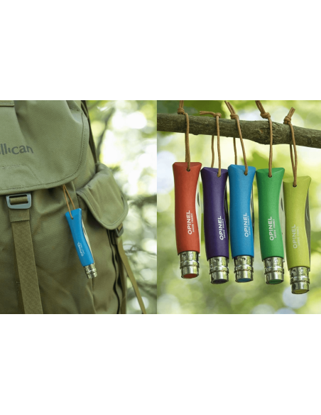 Navaja Opinel Baroudeur Colorama n°07 8cm hoja cian mango cuerno azul