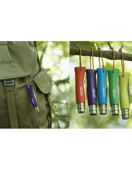 Opinel Baroudeur Colorama vouwmes n°07 8cm lemmet violet hoornen handvat