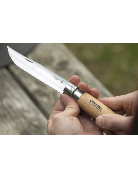 Opinel Klappmesser Nr. 12 mit Wellenschliff 12cm Buchenholzgriff