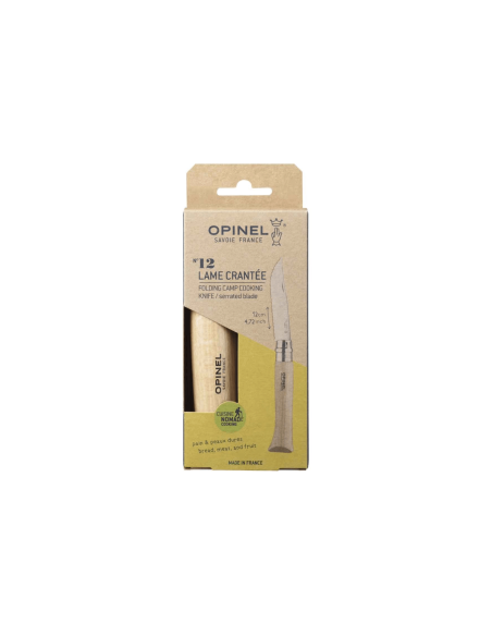 Opinel vouwmes n°12 gekarteld lemmet 12cm beukenhouten handvat