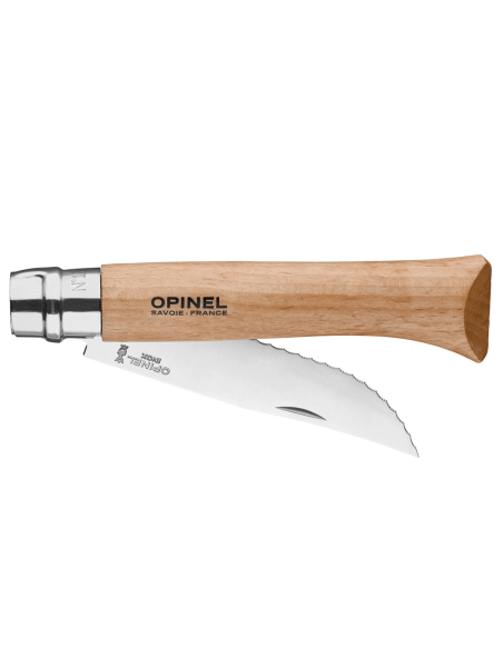 Navalha dobrável Opinel n°12 lâmina serrilhada cabo em faia de 12cm
