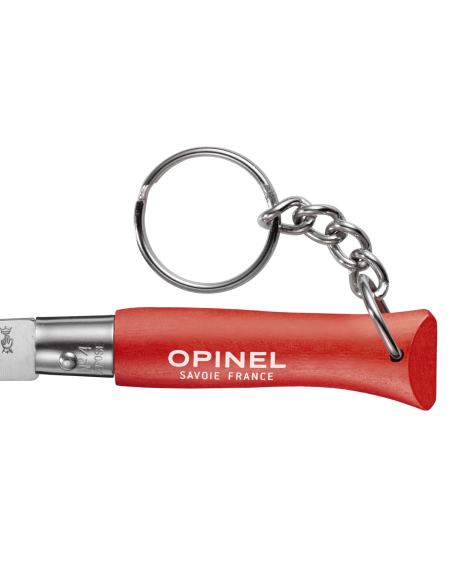 Opinel taittoveitsi Tradition Inox avaimenperä n°04 5cm terä punainen sarvi kahva