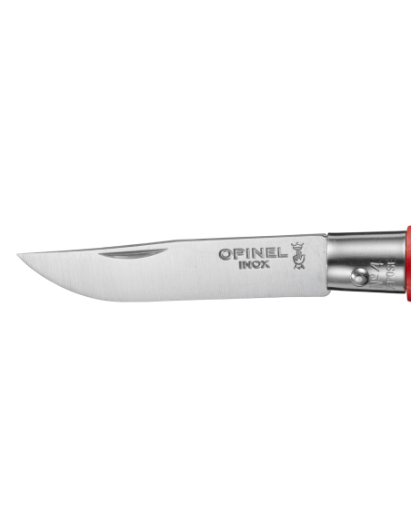 Opinel taittoveitsi Tradition Inox avaimenperä n°04 5cm terä punainen sarvi kahva