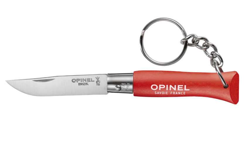 Opinel fällkniv Tradition Inox Nyckelring n°04 5cm blad rött hornhandtag