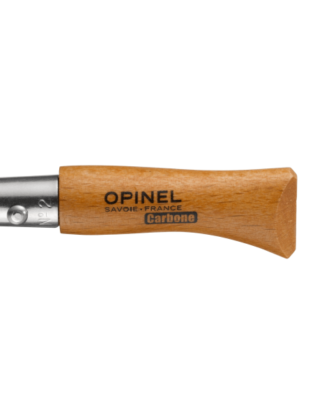 Opinel Tradition Carbone coltello pieghevole n°02 Lama da 3,5 cm manico in faggio + ghiera girevole