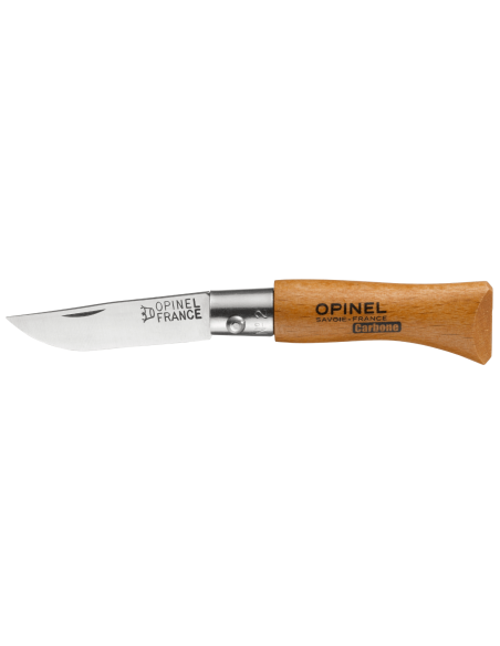 Opinel Tradition Carbone vouwmes n°02 3.5cm lemmet beukenhouten handvat + draaibare huls