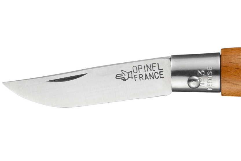 Opinel Tradition Carbone foldekniv nr. 03 4 cm blad håndtak i bøketre