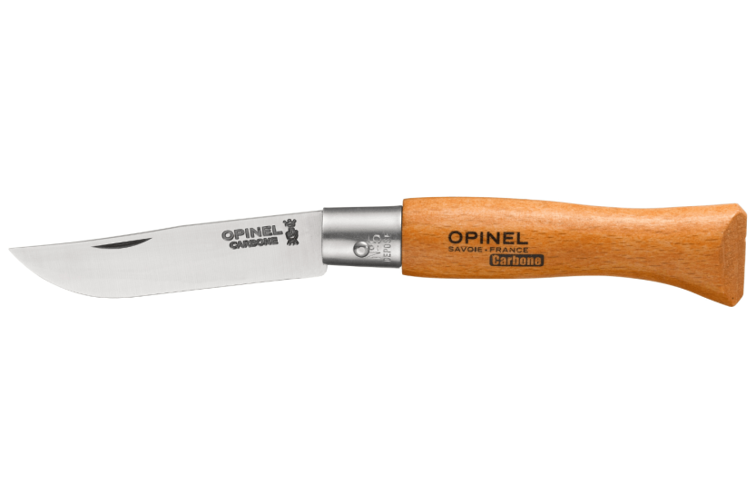 Faca dobrável Opinel Tradition Carbone n°05 com 6 cm de lâmina e cabo em faia