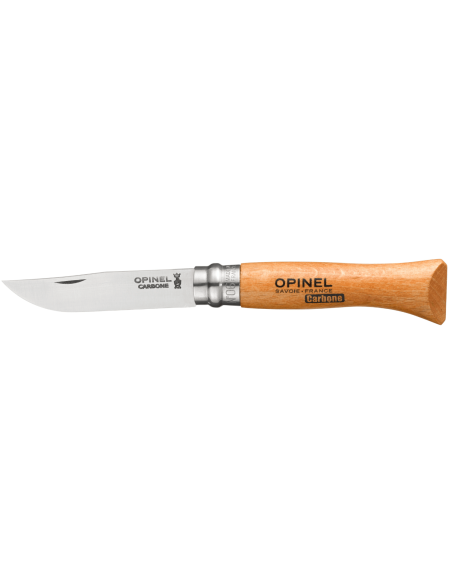 Opinel Tradition Carbone foldekniv n°06 7 cm blad bøgetræshåndtag + roterende hylster