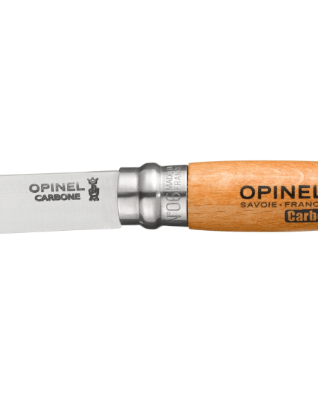 Opinel Tradition Carbone foldekniv n°06 7 cm blad bøgetræshåndtag + roterende hylster