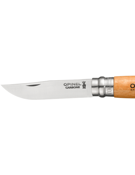 Opinel Tradition Carbone foldekniv n°06 7 cm blad bøgetræshåndtag + roterende hylster