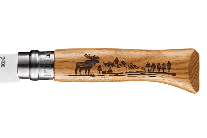 Navaja Opinel Tradition Animalia Elan Grabados n°08 8,5cm hoja mango roble