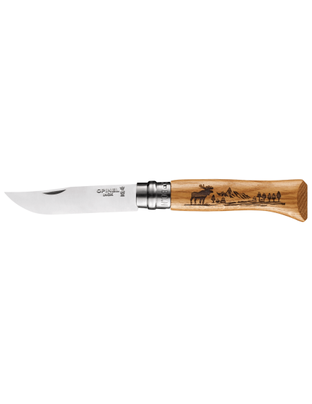 Navaja Opinel Tradition Animalia Elan Grabados n°08 8,5cm hoja mango roble