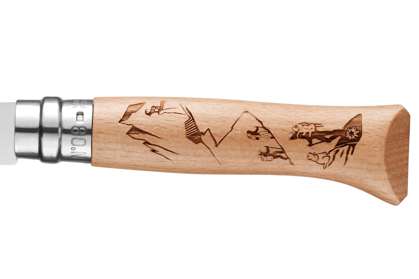Opinel folding knife Tradition Gravures Rando n°08 8,5cm blade beech handle