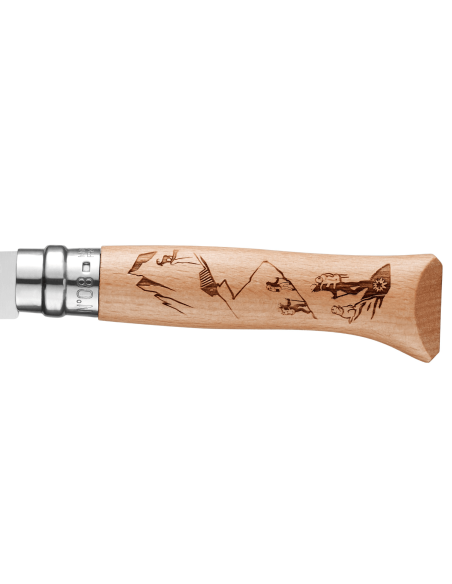Opinel vouwmes Tradition Gravures Rando n°08 8,5cm lemmet beukenhouten handvat