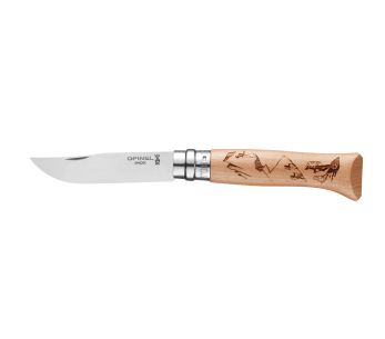 Opinel fällkniv Tradition Gravures Rando n°08 8,5cm blad bokhandtag