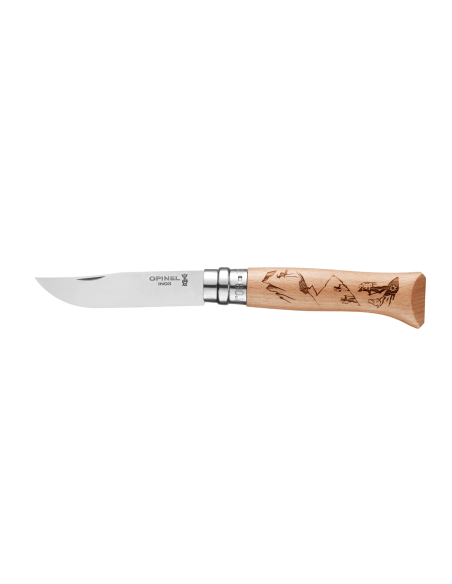 Opinel foldekniv Tradition Gravures Rando n°08 8,5cm blad bøk håndtak
