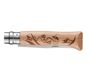 Opinel Tradition folding knife Ski Engravings n°08 8.5cm blade beechwood handle 2