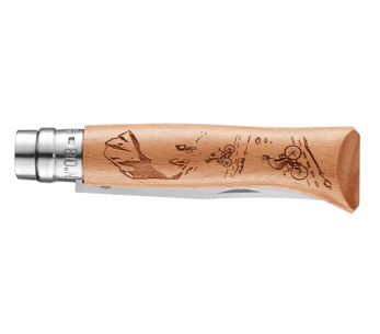 Faca Opinel Tradition Gravures Sport Velo n°8 com 8,5 cm de lâmina e cabo em faia 2