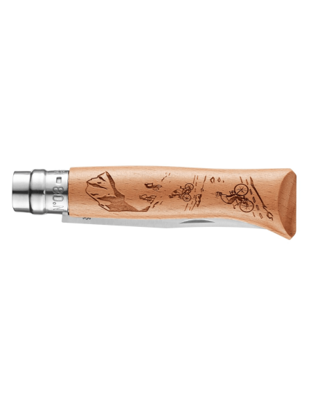 Opinel Tradition Gravures Sport Velo n°8 coltello lama 8,5 cm manico in faggio