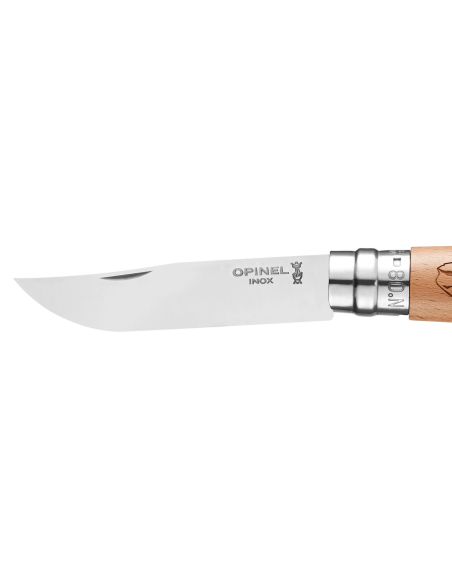 Opinel Tradition Gravures Sport Velo n°8 kniv 8,5 cm blad bøgegreb