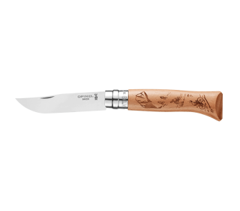 Opinel Tradition Gravures Sport Velo n°8 veitsi 8.5cm terä pyökki kahva