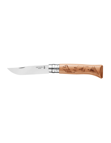 Opinel Tradition Gravures Sport Velo n°8 knife 8.5cm blade beech handle