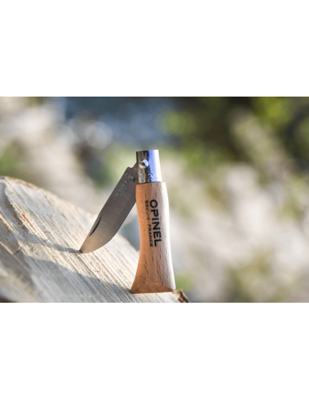 Opinel Tradition Inox foldekniv n°02 3,5 cm blad bøgegreb