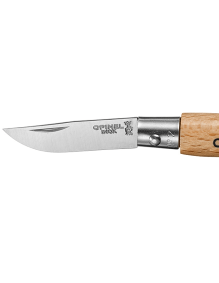 Coltello pieghevole Opinel Tradition Inox Portachiavi n°02 Lama da 3,5 cm Manico in faggio