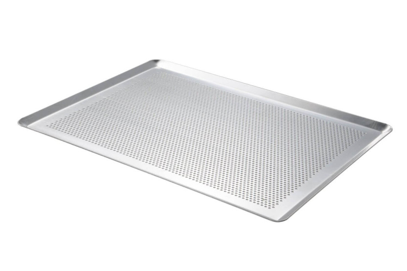 Bandeja de aluminio microperforada De Buyer 40x30cm - bordes pellizcados
