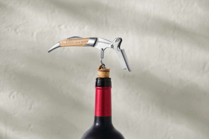 Le Creuset Premium sommelier corkscrew in real oak