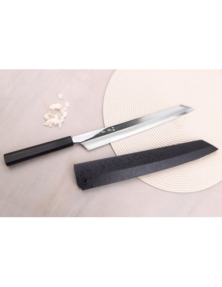 Couteau yanagiba kiritsuke 30cm japonais artisanal Sakai Takayuki Hien