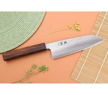 440C Tsuchime Damascus Yuzo 16,5 cm Coltello santoku giapponese 2