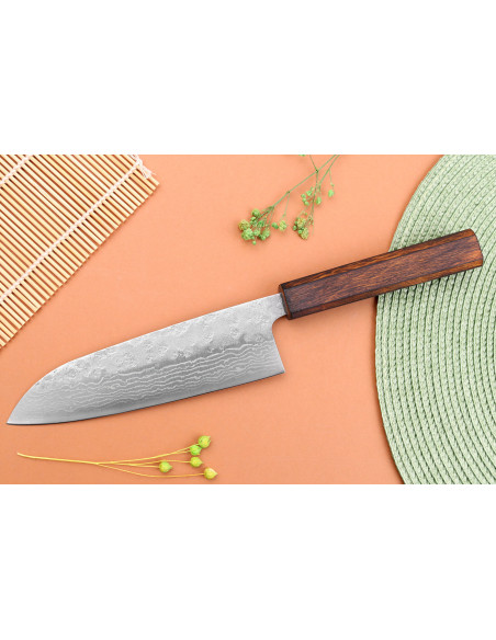 16,5cm Japansk santokukniv Yuzo Damaskus Tsuchime 440C