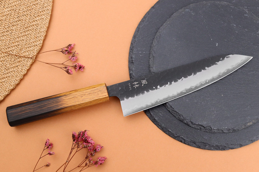 18cm Japanese artisanal chef knife Yuzo Black AS burnt oak
