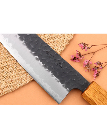 18cm Japanese artisanal chef knife Yuzo Black AS burnt oak
