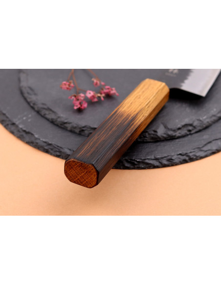 18cm Japanese artisanal chef knife Yuzo Black AS burnt oak