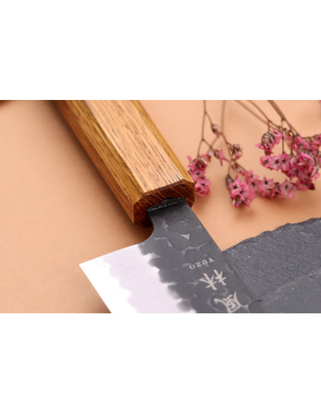 18cm Japanese artisanal chef knife Yuzo Black AS burnt oak