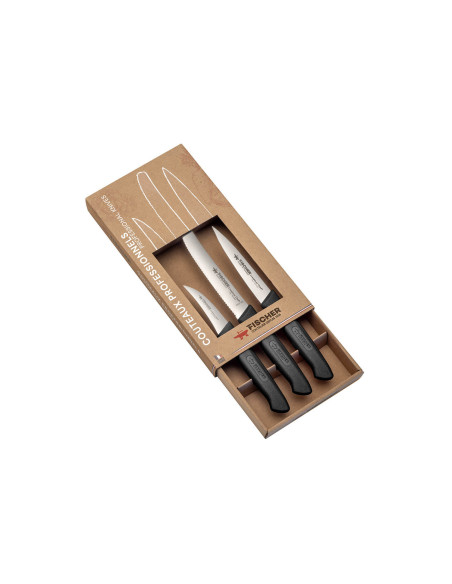 Juego de 3 cuchillos profesionales Fischer Creative Chef con mango negro