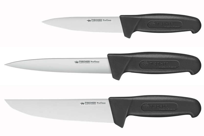 Sett med 3 Fischer Profinox slakterkniver