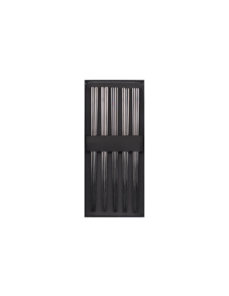 Set of 5 pairs of Kutoyama black stainless steel chopsticks