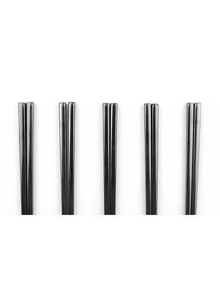 Set of 5 pairs of Kutoyama black stainless steel chopsticks
