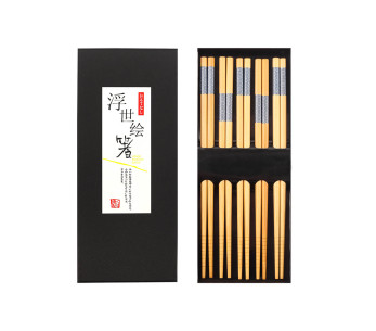 Conjunto de 5 pares de pauzinhos de bambu Kutoyama - Modelo 2