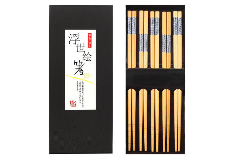 Conjunto de 5 pares de pauzinhos de bambu Kutoyama - Modelo 2